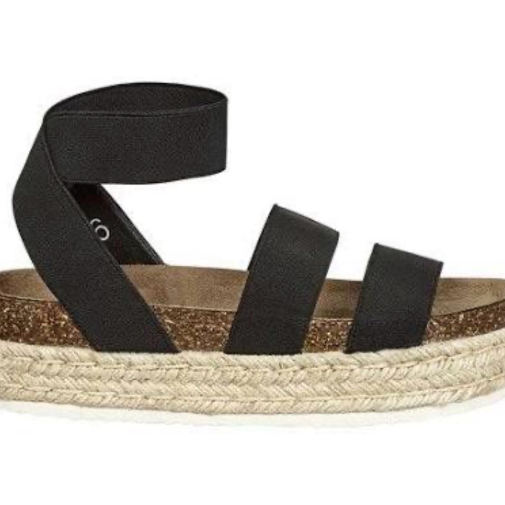 Pierre Dumas Black Espadrille Platform Sandal with Ankle Wrap
